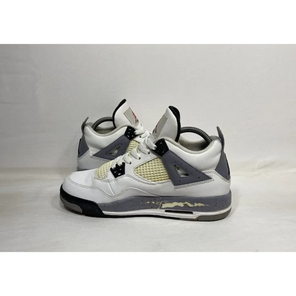 Nike Air Jordan Retro 4 White Cement‎ GS 2012 408452-103 Size 6.5y Preowned